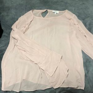Sheer pink long sleeved blouse